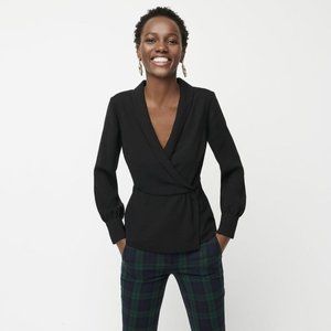 J. Crew drapey faux-wrap top in 365 crepe